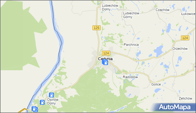mapa Cedynia, Cedynia na mapie Targeo