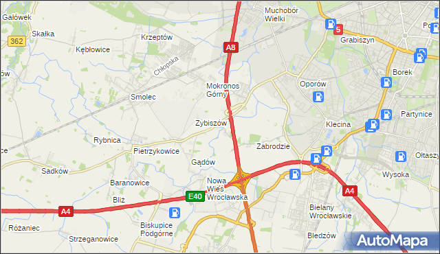 mapa Cesarzowice gmina Kąty Wrocławskie, Cesarzowice gmina Kąty Wrocławskie na mapie Targeo