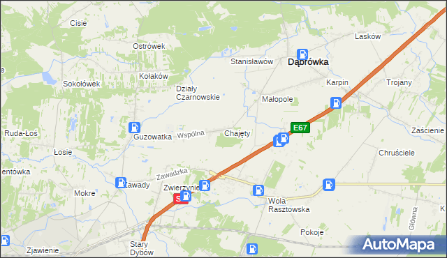 mapa Chajęty, Chajęty na mapie Targeo