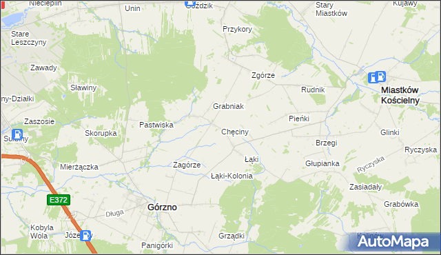 mapa Chęciny gmina Górzno, Chęciny gmina Górzno na mapie Targeo