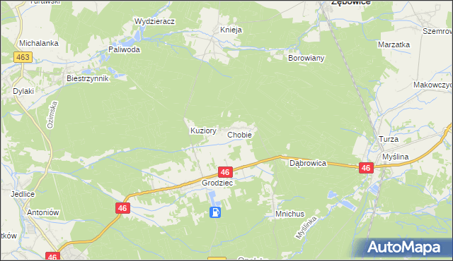 mapa Chobie, Chobie na mapie Targeo