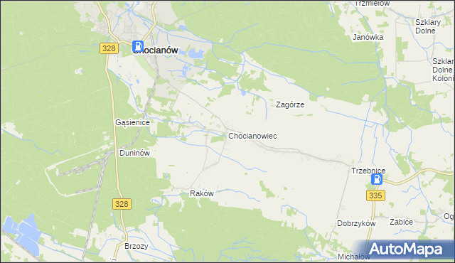 mapa Chocianowiec, Chocianowiec na mapie Targeo