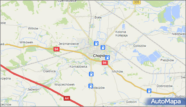 mapa Chojnów powiat legnicki, Chojnów powiat legnicki na mapie Targeo