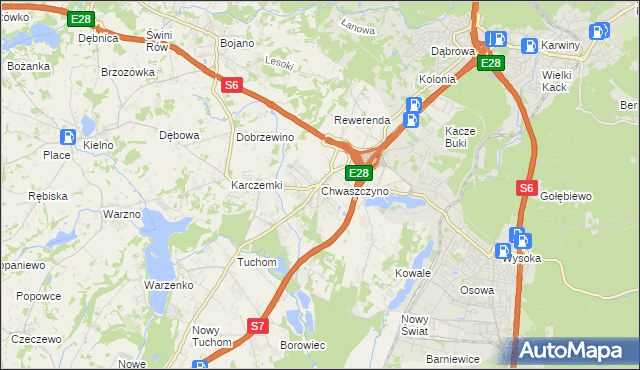 mapa Chwaszczyno, Chwaszczyno na mapie Targeo
