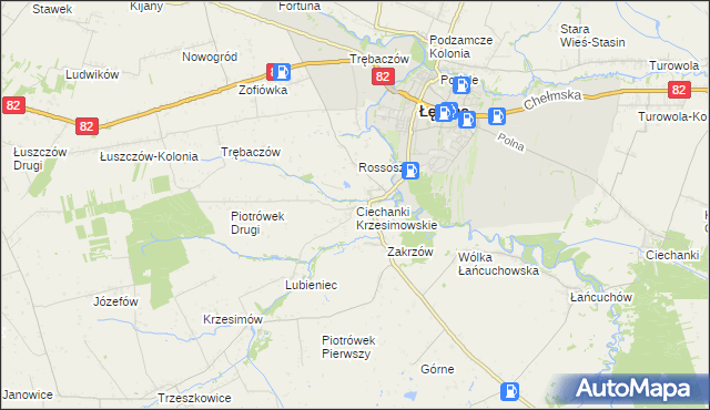 mapa Ciechanki Krzesimowskie, Ciechanki Krzesimowskie na mapie Targeo