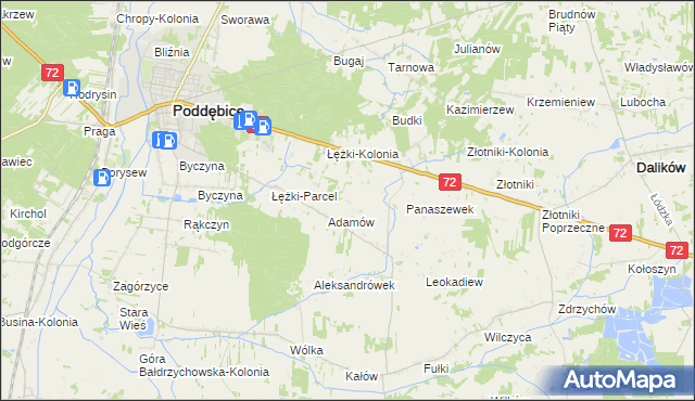 mapa Ciężków gmina Poddębice, Ciężków gmina Poddębice na mapie Targeo