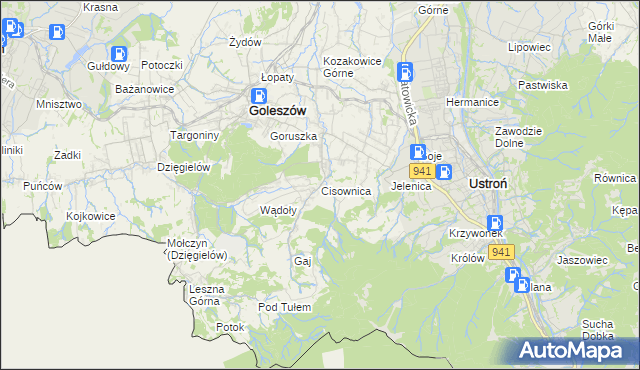 mapa Cisownica, Cisownica na mapie Targeo