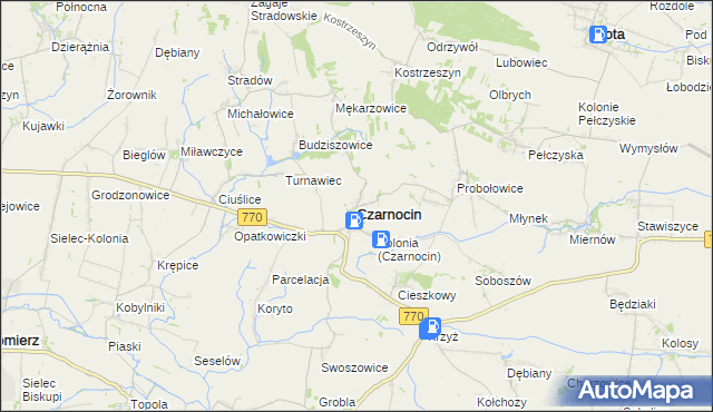 mapa Czarnocin powiat kazimierski, Czarnocin powiat kazimierski na mapie Targeo