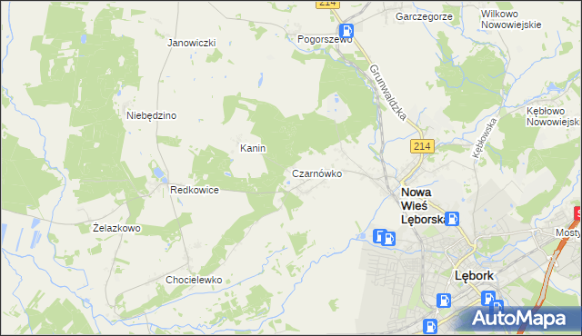 mapa Czarnówko gmina Nowa Wieś Lęborska, Czarnówko gmina Nowa Wieś Lęborska na mapie Targeo