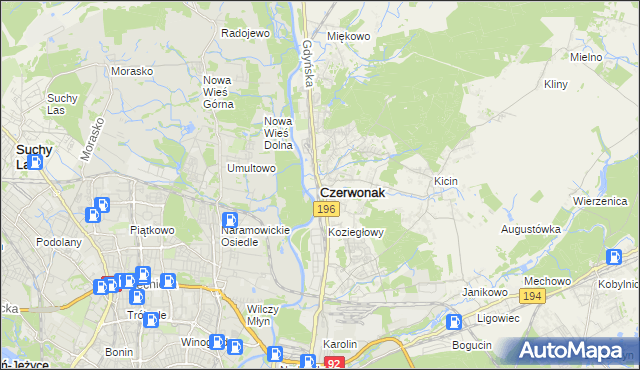 mapa Czerwonak, Czerwonak na mapie Targeo