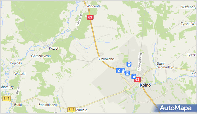 mapa Czerwone, Czerwone na mapie Targeo