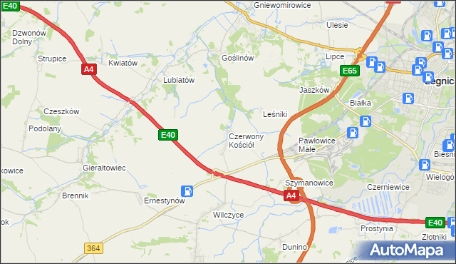 mapa Czerwony Kościół, Czerwony Kościół na mapie Targeo
