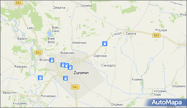 mapa Dąbrowa gmina Żuromin, Dąbrowa gmina Żuromin na mapie Targeo