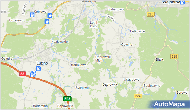 mapa Dąbrowski Młyn, Dąbrowski Młyn na mapie Targeo