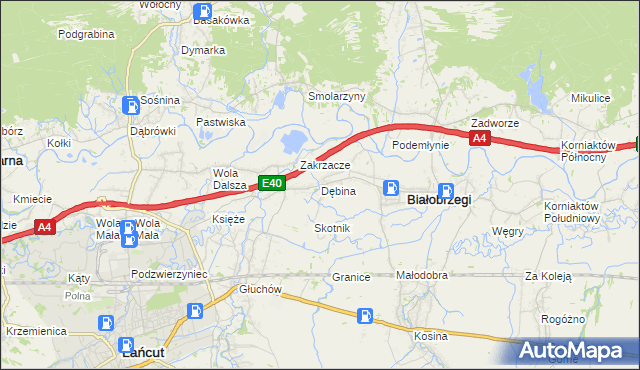 mapa Dębina gmina Białobrzegi, Dębina gmina Białobrzegi na mapie Targeo