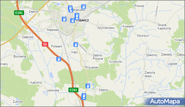 mapa Dębno Polskie, Dębno Polskie na mapie Targeo
