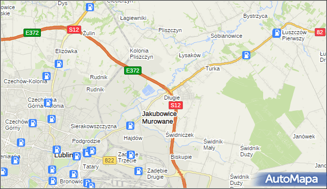 mapa Długie gmina Wólka, Długie gmina Wólka na mapie Targeo