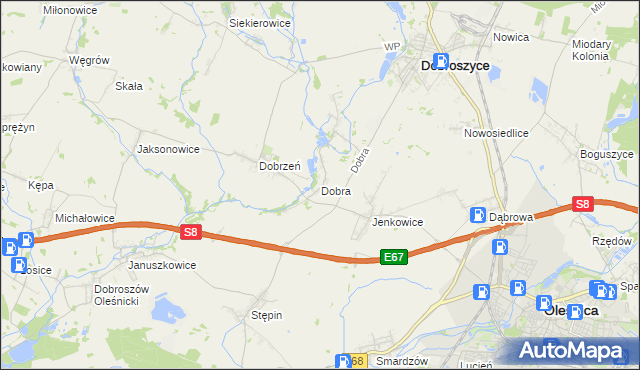 mapa Dobra gmina Dobroszyce, Dobra gmina Dobroszyce na mapie Targeo