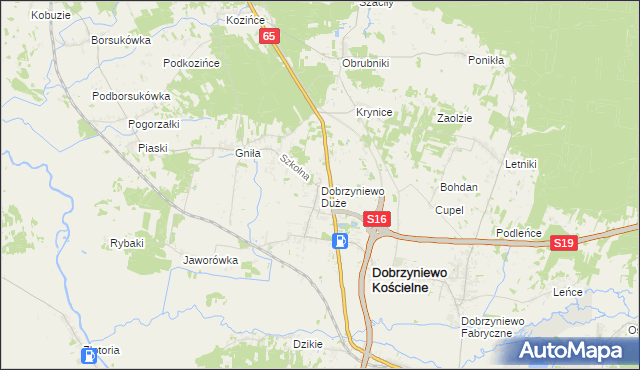 mapa Dobrzyniewo Duże, Dobrzyniewo Duże na mapie Targeo