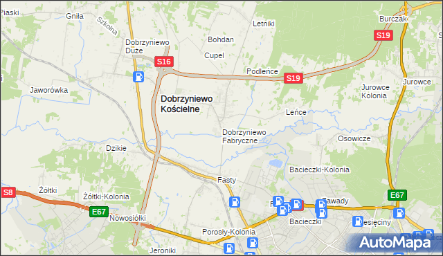 mapa Dobrzyniewo Fabryczne, Dobrzyniewo Fabryczne na mapie Targeo
