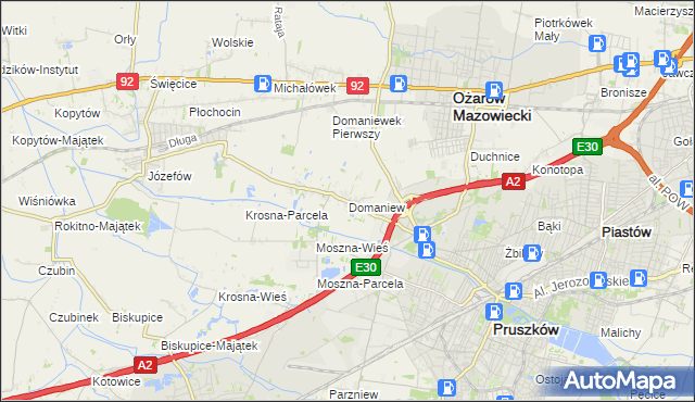 mapa Domaniew gmina Brwinów, Domaniew gmina Brwinów na mapie Targeo