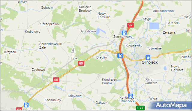 mapa Dreglin, Dreglin na mapie Targeo
