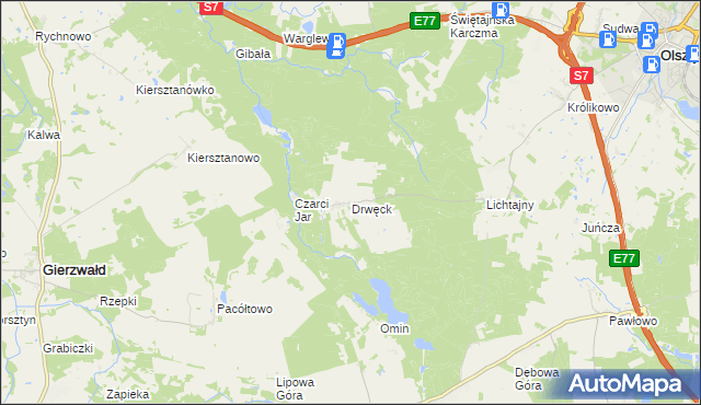 mapa Drwęck, Drwęck na mapie Targeo