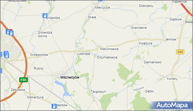 mapa Drzymałowice, Drzymałowice na mapie Targeo