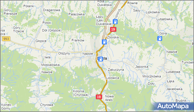 mapa Dukla, Dukla na mapie Targeo