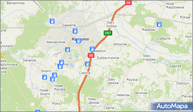 mapa Dybów-Kolonia, Dybów-Kolonia na mapie Targeo