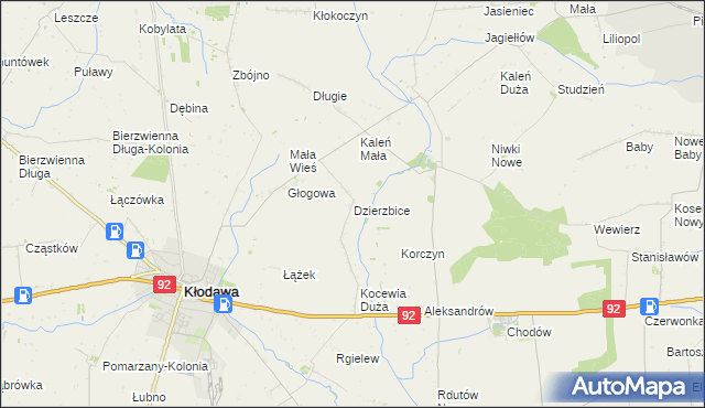 mapa Dzierzbice, Dzierzbice na mapie Targeo