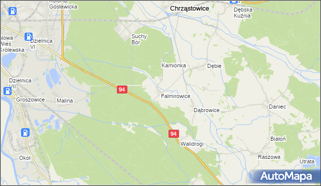 mapa Falmirowice, Falmirowice na mapie Targeo