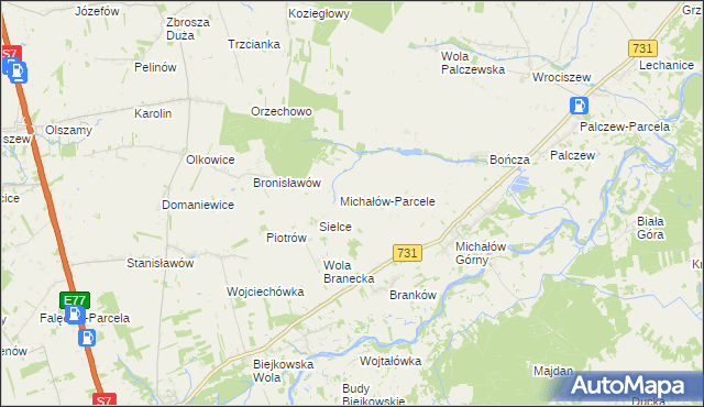 mapa Gajówka Michałów gmina Warka, Gajówka Michałów gmina Warka na mapie Targeo