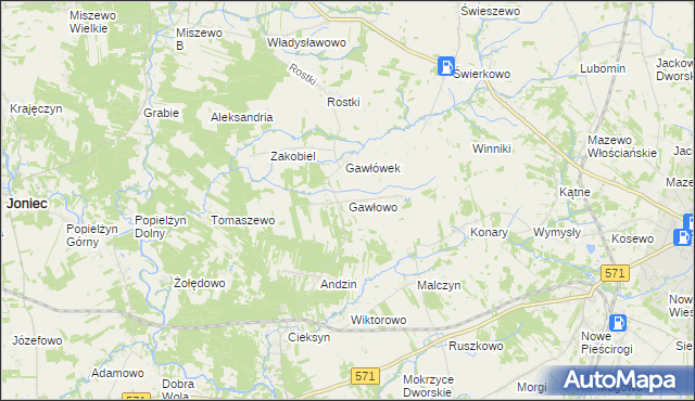 mapa Gawłowo, Gawłowo na mapie Targeo