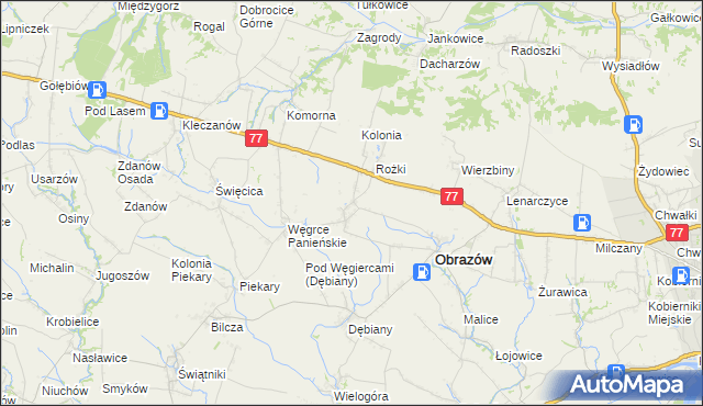 mapa Głazów gmina Obrazów, Głazów gmina Obrazów na mapie Targeo