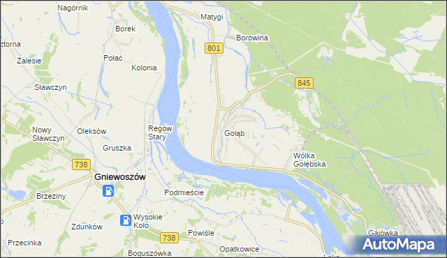 mapa Gołąb gmina Puławy, Gołąb gmina Puławy na mapie Targeo
