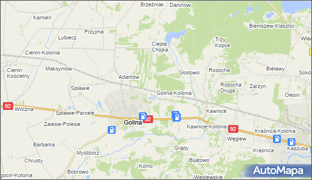 mapa Golina-Kolonia, Golina-Kolonia na mapie Targeo