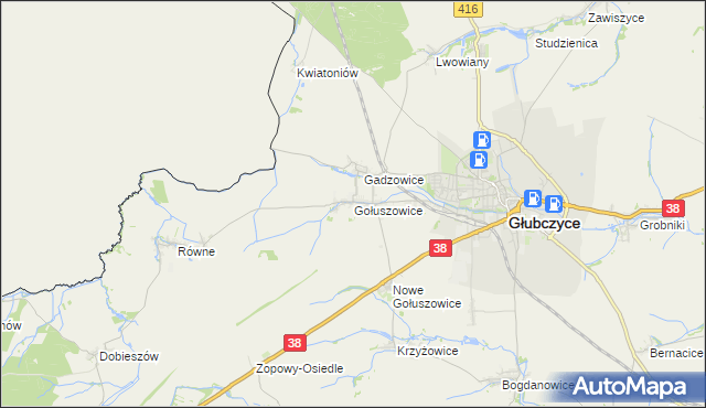mapa Gołuszowice, Gołuszowice na mapie Targeo