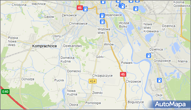 mapa Górki gmina Prószków, Górki gmina Prószków na mapie Targeo