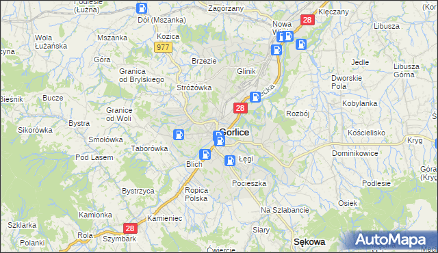 mapa Gorlic, Gorlice na mapie Targeo