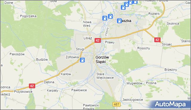 mapa Gorzów Śląski, Gorzów Śląski na mapie Targeo