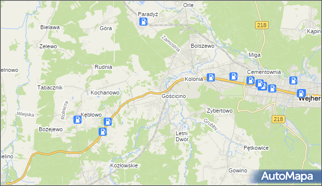 mapa Gościcino, Gościcino na mapie Targeo