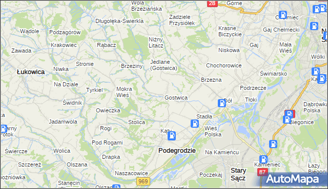mapa Gostwica, Gostwica na mapie Targeo