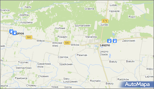 mapa Grądy gmina Leszno, Grądy gmina Leszno na mapie Targeo