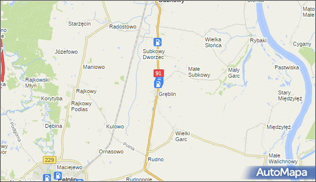 mapa Gręblin, Gręblin na mapie Targeo