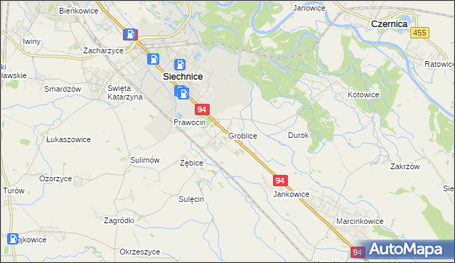 mapa Groblice, Groblice na mapie Targeo