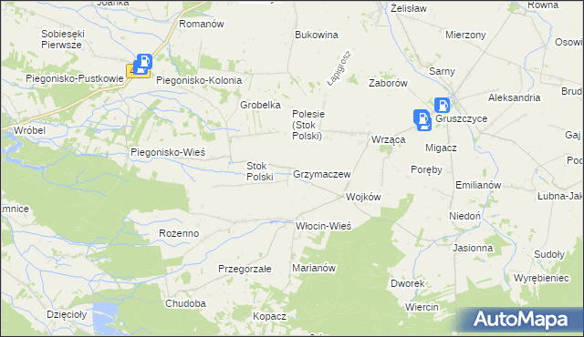 mapa Grzymaczew, Grzymaczew na mapie Targeo
