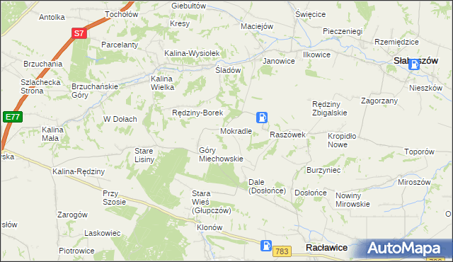 mapa Grzymałów gmina Słaboszów, Grzymałów gmina Słaboszów na mapie Targeo