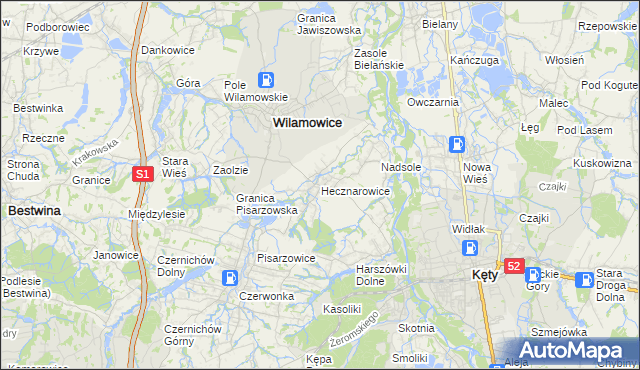 mapa Hecznarowice, Hecznarowice na mapie Targeo