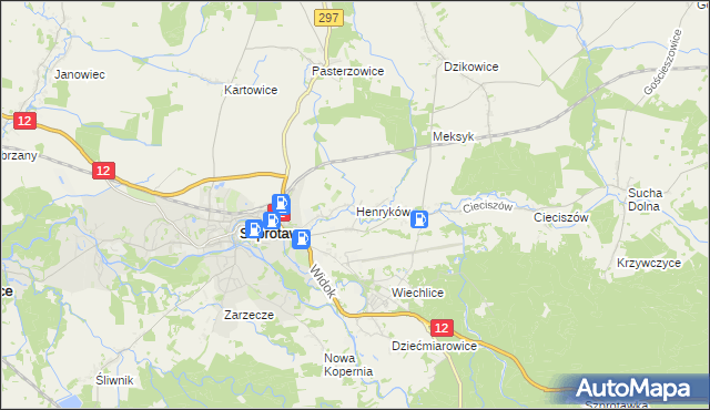 mapa Henryków gmina Szprotawa, Henryków gmina Szprotawa na mapie Targeo
